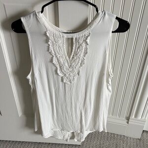 Daniel Rainn White Lace Detail Sleeveless Blouse Women’s Size Large